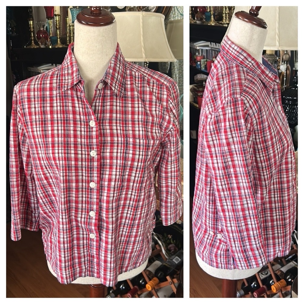 Red, White and Blue Plaid Shirt - Picture 4 of 16